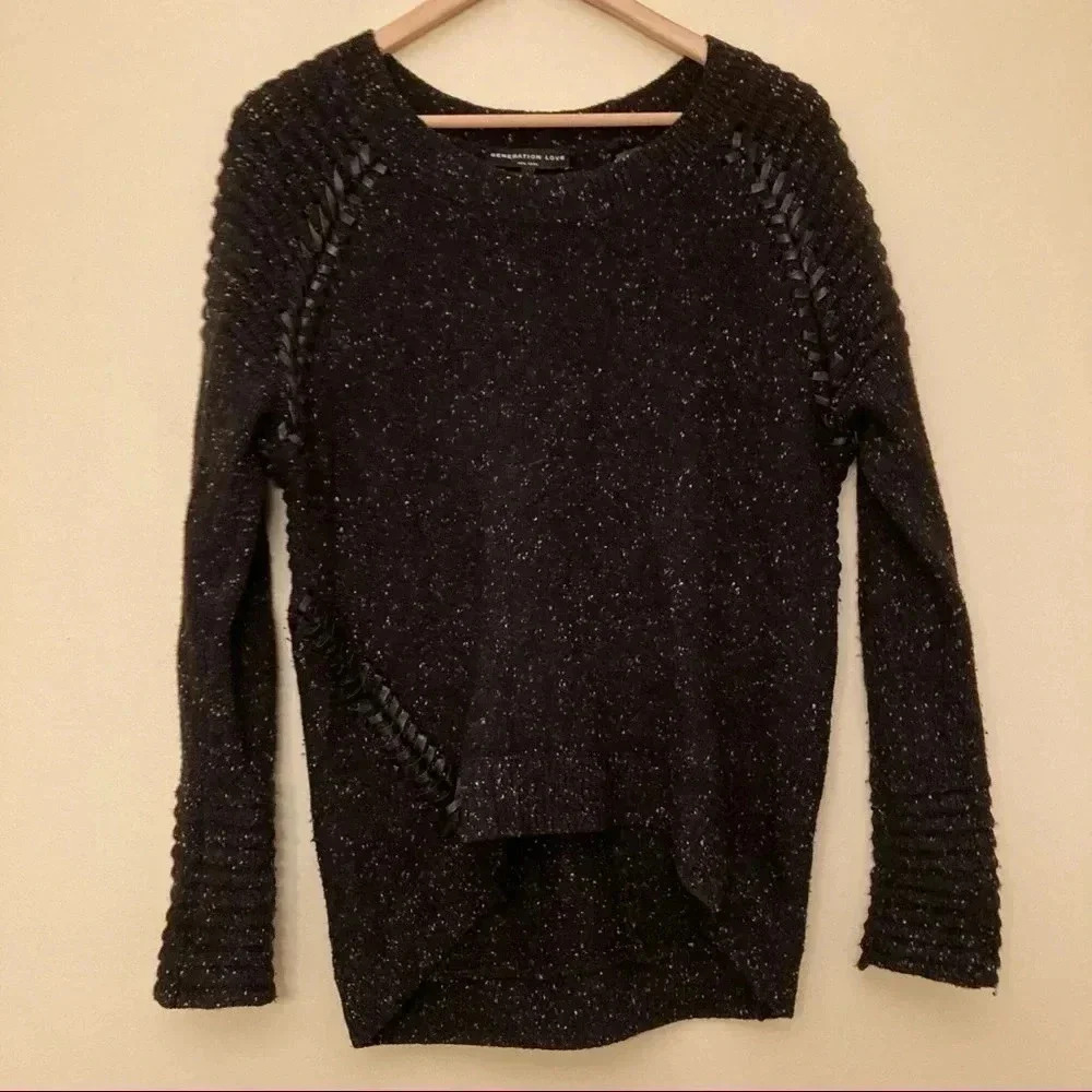 Generation Love black  flecked wool blend hi low sweater